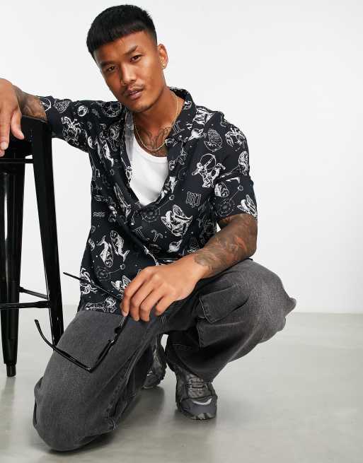 Bershka zodiac print shirt in black ASOS