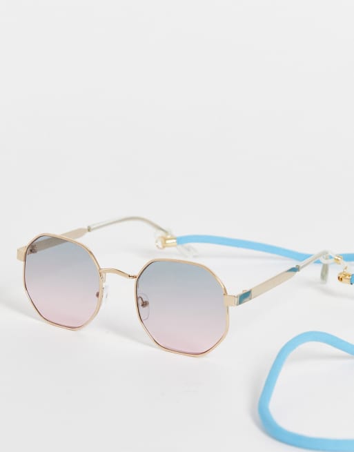 Bershka - Zonnebril met brillenkoord in paars