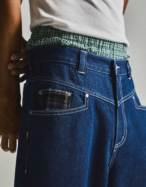 Bershka Zoo York jeans med patch i blå, 4 af 6