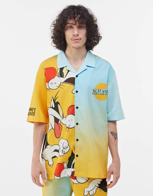Bershka – Żółta koszula z motywem kota Sylwestra, część zestawu