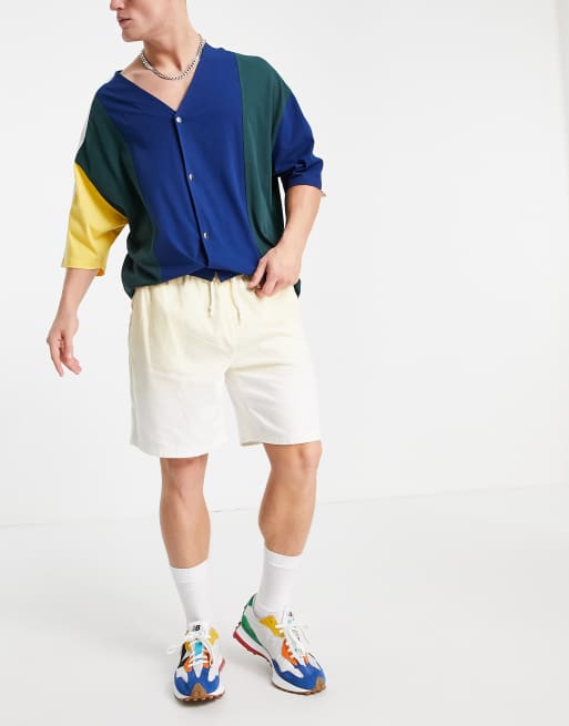 Bershka – Żółto-białe szorty – część zestawu, 4 z 4