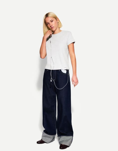Bershka - Zwaar katoenen T-shirt met korte mouwen in grijs - view 1