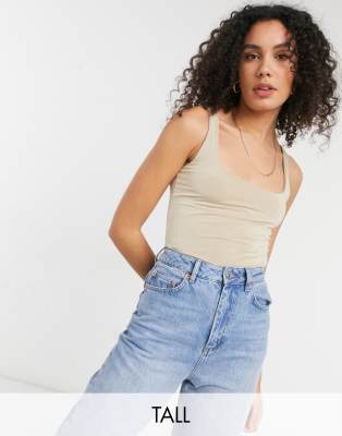 Топы Бесшовное боди с овальным вырезом песочного цвета Missguided tall-Бежевый