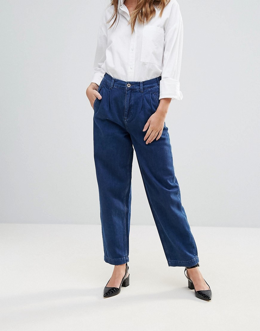 Bethnals – Aidan – Jeans i mom jeans-modell med prydnadsveck framtill-Blå