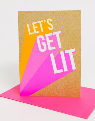 Bettie Confetti let's get lit birthday card-Multi