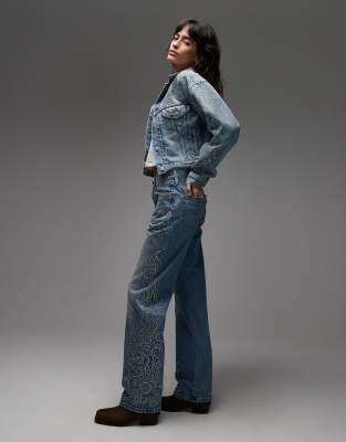 BEYONCÉ X LEVI'S - Western Crystal Collection - 501 '90s - Straight-Fit-Jeans in Blau-Marineblau