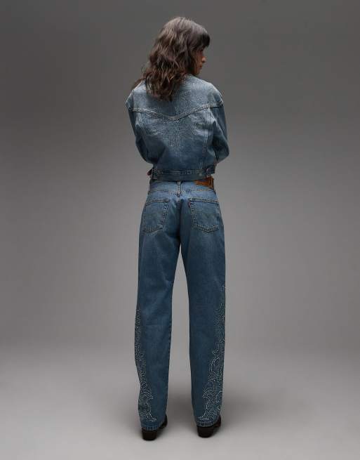BEYONCÉ X LEVI'S® – Western Crystal Collection – 501 '90s – Straight-Fit-Jeans in Blau, 3 von 5