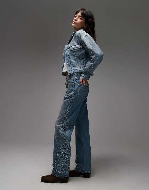 BEYONCÉ X LEVI'S® Western Crystal Collection 501 '90s straight fit jeans in blue