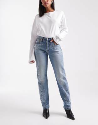 BEYONCÉ X LEVI'S - Western Crystal Collection - 501 - Hourglass-Jeans in Blau mit geradem Schnitt-Schwarz