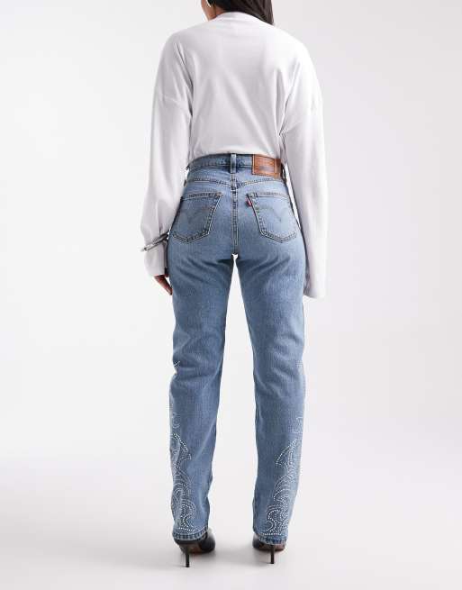 BEYONCÉ X LEVI'S® – Western Crystal Collection – 501 – Hourglass-Jeans in Blau mit geradem Schnitt, 2 von 5