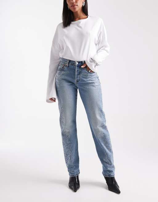 BEYONCÉ X LEVI'S® – Western Crystal Collection – 501 – Hourglass-Jeans in Blau mit geradem Schnitt, 3 von 5