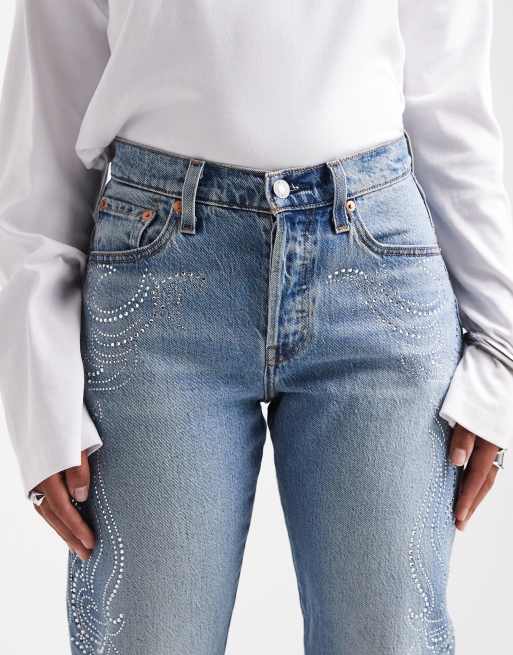 BEYONCÉ X LEVI'S® – Western Crystal Collection – 501 – Hourglass-Jeans in Blau mit geradem Schnitt, 5 von 5