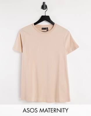 Бежевая футболка из органического хлопка с круглым вырезом ASOS DESIGN Maternity-Розовый цвет