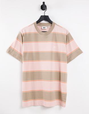 Футболки в полоску  Asos Бежевая футболка в полоску Obey Wormly-Светло-бежевый цвет