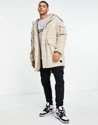 фото Бежевая oversized-парка с карманами jack & jones originals-светло-бежевый цвет