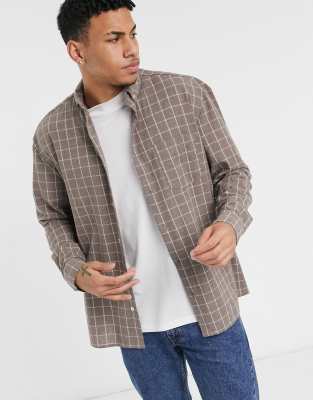 Рубашки в клетку Бежевая oversized-рубашка в стиле 90-х в крупную клетку ASOS DESIGN-Бежевый