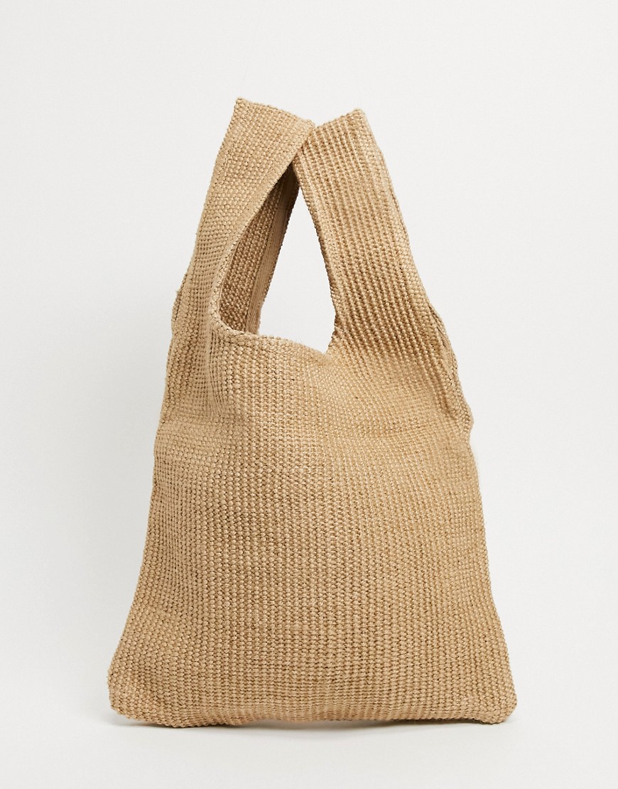 Сумки для покупок Бежевая соломенная сумка-тоут ASOS DESIGN-Светло-бежевый