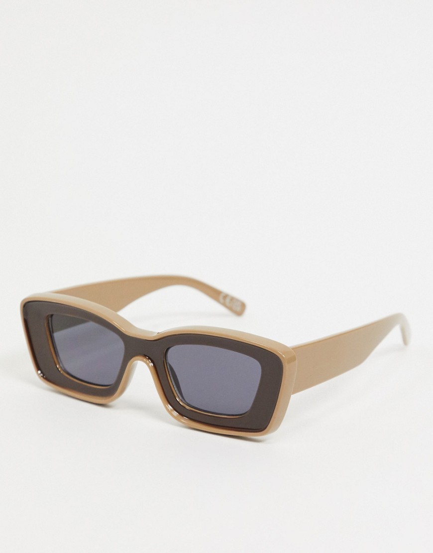 фото Бежево-коричневые солнцезащитные очки в массивной оправе со скошенными углами asos design-многоцветный