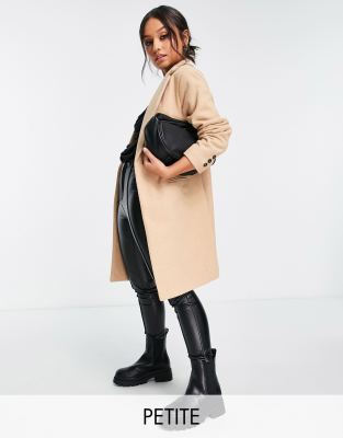  Бежевое классическое пальто New Look Petite-Коричневый цвет