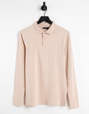  Бежевое обтягивающее поло с длинными рукавами ASOS DESIGN-Светло-бежевый цвет