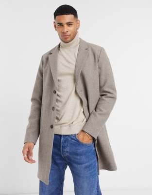 Строгие пальто  Asos Бежевое пальто Jack & Jones Premium-Neutral