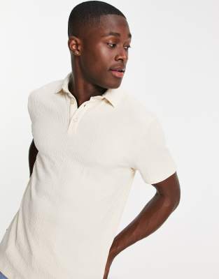 Бежевое поло в рубчик ASOS DESIGN-Светло-бежевый цвет