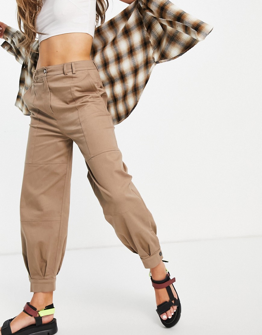 фото Бежевые брюки с манжетами selected femme-светло-бежевый