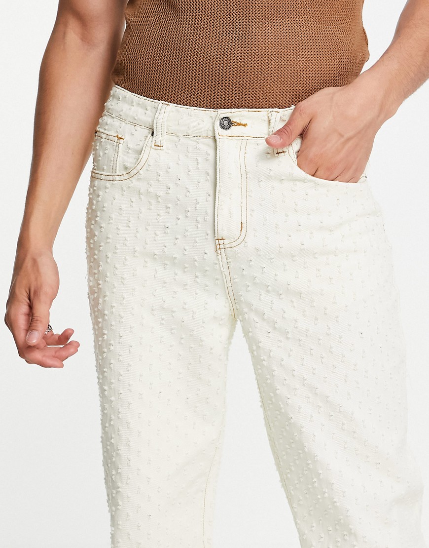 фото Бежевые фактурные джинсы jaded london-белый