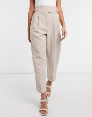 Укороченные брюки Бежевые объемные брюки-галифе River Island-Бежевый