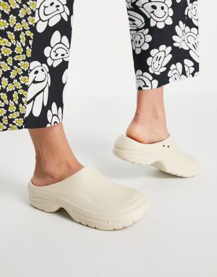Туфли на плоской подошве Бежевые шлепанцы-клоги ASOS DESIGN Manta-Светло-бежевый
