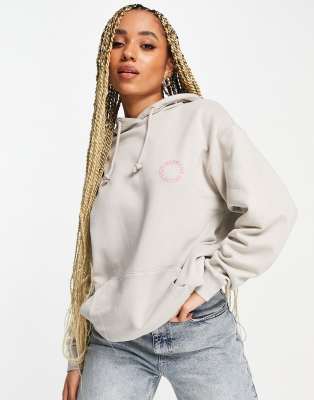 фото Бежевый худи в стиле oversized с розовым логотипом asos weekend collective-светло-бежевый цвет