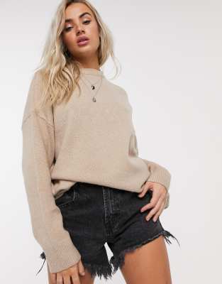 фото Бежевый oversized-джемпер bershka-коричневый