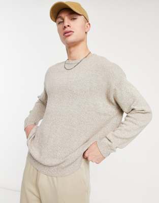 Джемперы с вырезом под горло Бежевый oversized-джемпер из трикотажа средней плотности ASOS DESIGN