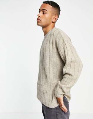  Бежевый oversized-джемпер в рубчик ASOS DESIGN-Светло-бежевый цвет