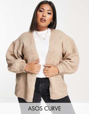 фото Бежевый oversized-кардиган крупной вязки asos design curve-светло-бежевый цвет asos curve