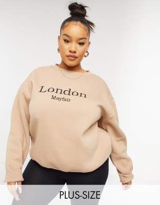 Бежевый oversized-свитшот In The Style Plus x Lorna Luxe London-Зеленый цвет