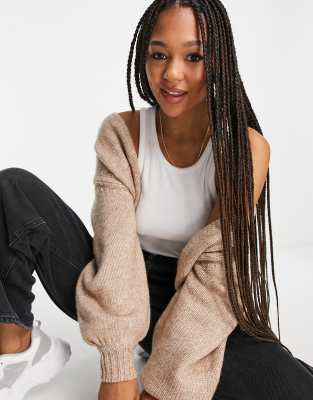 Бежевый свободный кардиган без застежки ASOS DESIGN-Светло-бежевый цвет