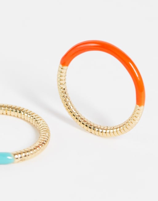 Big Metal London Exclusive x2 multipack enamel coated rings in pastel brights, 2 of 4