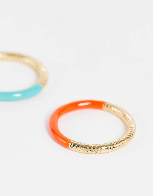 Big Metal London Exclusive x2 multipack enamel coated rings in pastel brights, 4 of 4