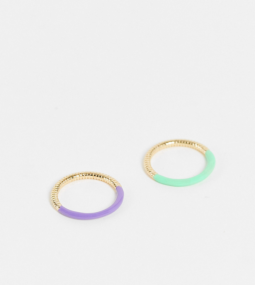 Big Metal London Exclusive x2 multipack enamel coated rings in pastel tones