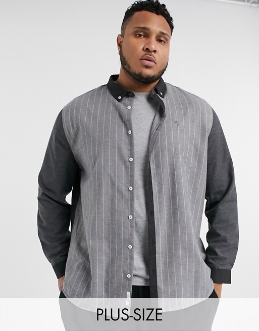 River Island Big & Tall long sleeve pinstripe shirt in grey