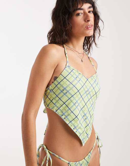 Bikini a cuadros azules y verdes con estampado de cachemir de Daisy Street, 2 de 4