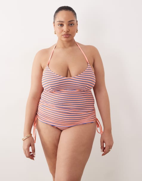 Bikini a rayas de tejido texturizado Sally de ASOS DESIGN Curve - view 1