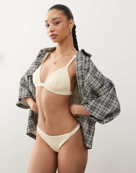 Bikini amarillo crema triangular de canalé de Weekday - view 1