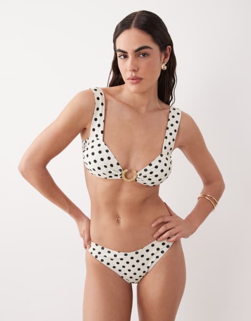 Bikini blanco estilo bralette con estampado de lunares de Aray, 4 de 4