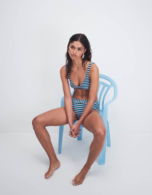 Bikini color cerceta y cereza de tejido de rizo Tori de ASOS DESIGN
