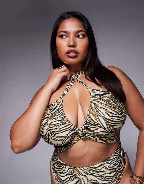 Bikini con estampado animal Gia de ASOS DESIGN Curve - view 1