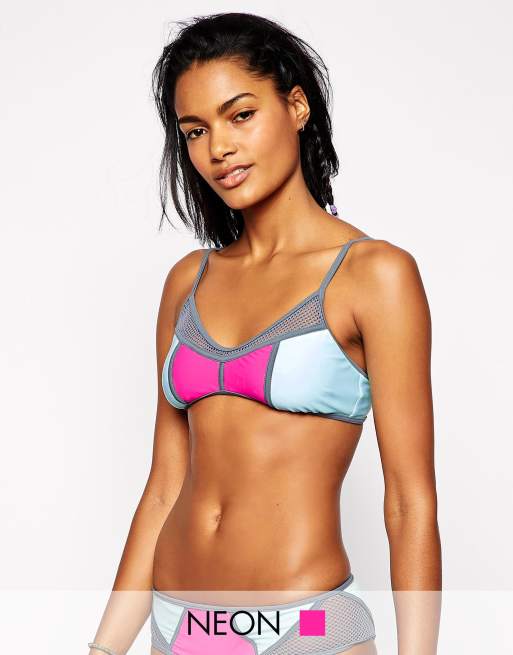 Bikini Lab Mesh Color Block Bralette Bikini Top