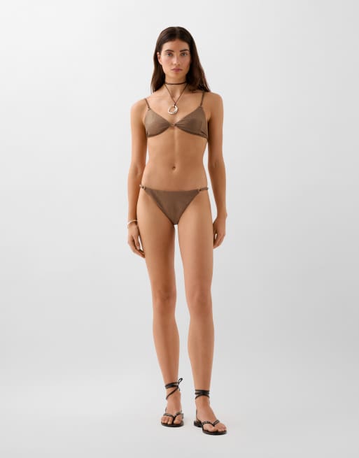 Bikini marrón con estampado de serpiente de Scalpers