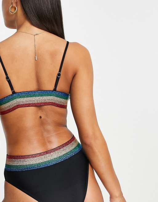 Bikini negro triangular con cinturilla en contraste de Love & Other Things, 4 de 4